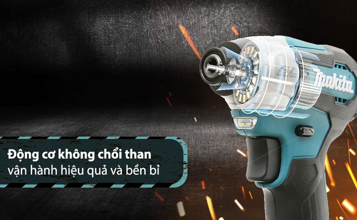 Máy vặn vít pin Makita DTD157Z 18V trang bị động cơ không chổi than hoạt động hiệu quả và bền b