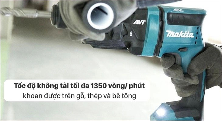 Máy khoan búa pin Makita DHR182Z 18V giúp thao tác khoan được tiến hành nhanh chóng và dễ dàng.