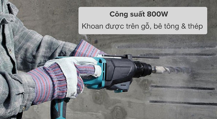 Máy khoan đa năng điện Makita M8701B 800W có công suất 800W khoan được trên gỗ, bê tông và thép