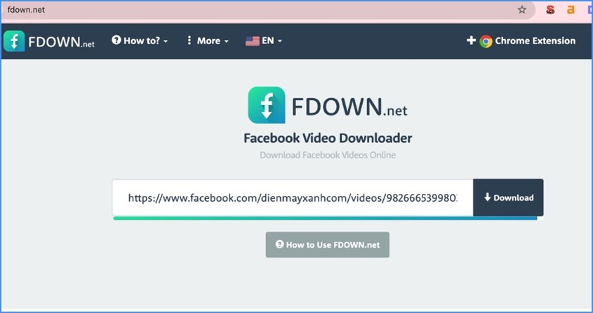 Tải video Facebook bằng Fdown.net