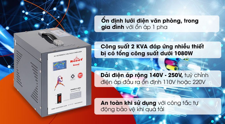 Ổn áp Robot 1 pha 2KVA 140