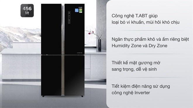 Tủ lạnh Aqua Inverter 456 lít Multi Door AQR-IG525AM GB được trang bị công nghệ T.ABT kháng khuẩn khử mùi thông minh tiên tiến