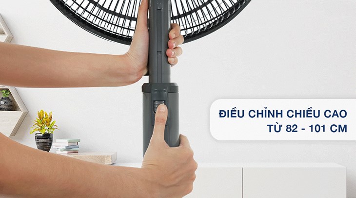 Quạt lửng Mitsubishi Electric 3 cánh R16A-GB CY-GY 45W với khả năng điều chỉnh chiều cao linh hoạt giúp người dùng dễ dàng sử dụng