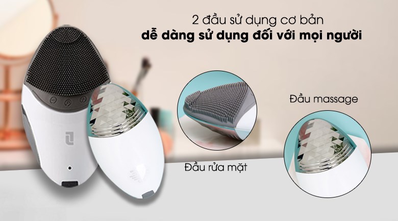 Máy rửa mặt và nâng cơ mặt Lifetrons CMD-100 có 2 đầu sử dụng cơ bản, giúp người mới dễ dàng sử dụng 