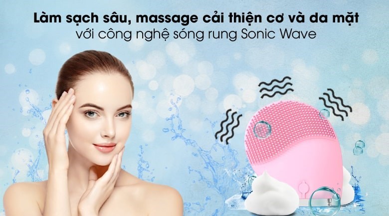 Máy rửa mặt và massage Halio Baby Pink giúp làm sạch sâu, thải độc làn da hiệu quả 