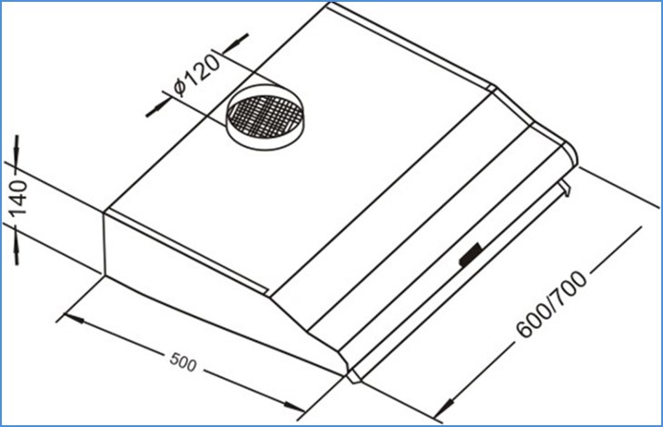 Kích thước máy hút mùi 70cm