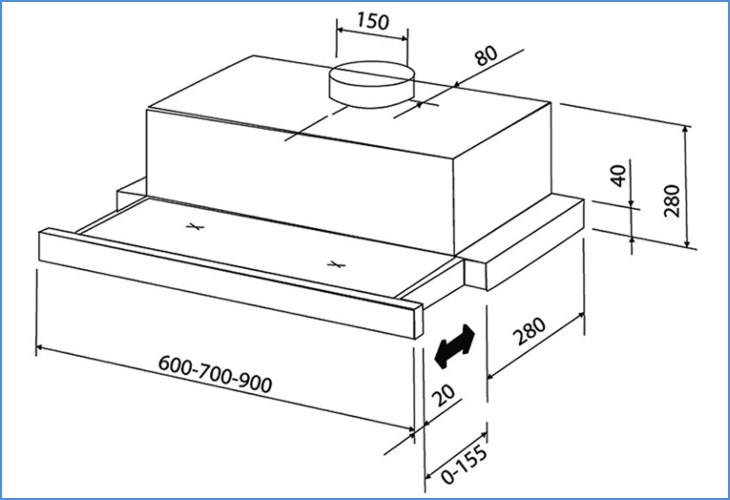 Kích thước máy hút mùi 60cm