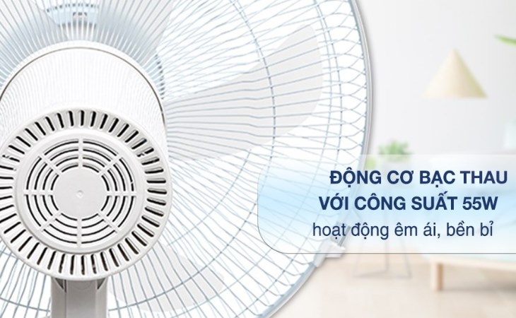 Quạt đứng Kangaroo 5 cánh KG725 55W sử dụng động cơ bạc thau giúp thiết bị hoạt động ổn định hơn