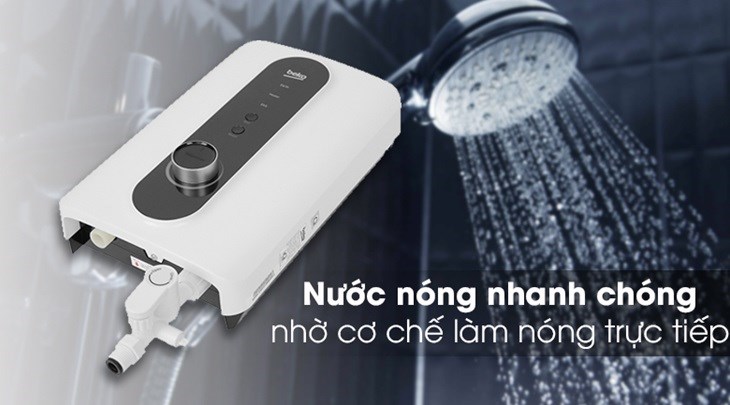 Máy nước nóng trực tiếp Beko 4500W BWI45S2N-213 giúp làm nóng nước nhanh chóng, tiết kiệm thời gian chờ đợi