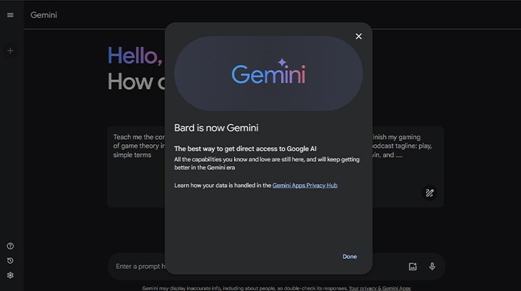 Google Bard đã chính thức đổi tên thành Google Gemini