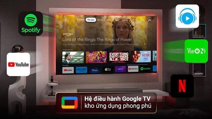 Google Tivi QLED TCL 4K 65 inch 65Q646 sử dụng hệ điều hành Google TV có giao diện trực quan, dễ sử dụng