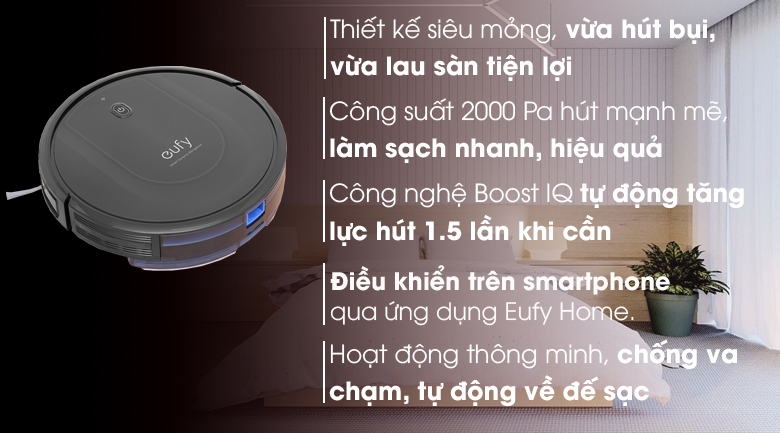 Robot hút bụi lau nhà Eufy Robovac G10 Hybrid - T2150