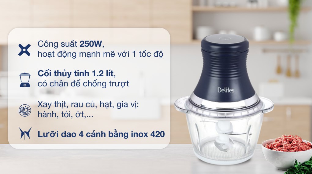 Máy xay thịt đa năng Delites LH101B 250W 1.2 lít