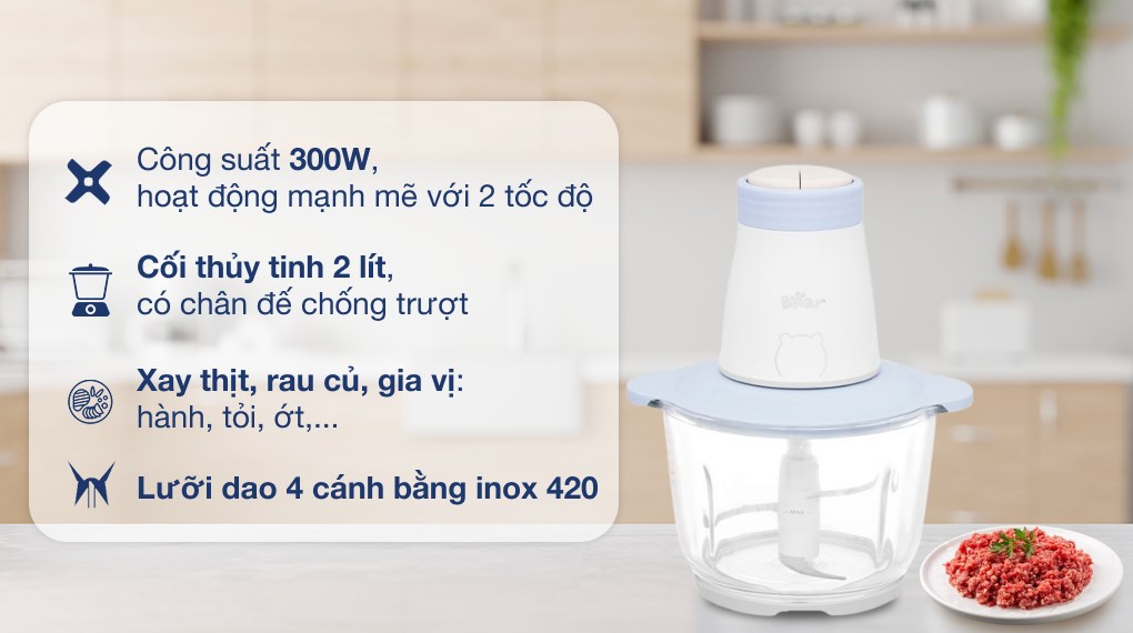 Máy xay thịt đa năng Bear QSJ-B02Q1 300W 2 lít