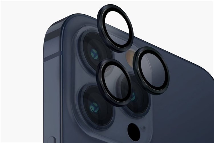 Miếng dán camera iPhone 15 Pro Max OPTIX ALUMINIUM UNIQ Màu Xanh đen