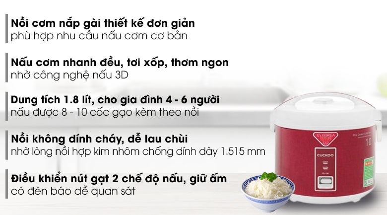 Nồi cơm nắp gài Cuckoo 1.8 lít CR-1081