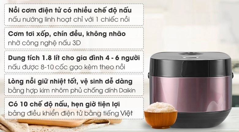 Nồi cơm điện tử AVA 1.8 lít TP40-CT01E