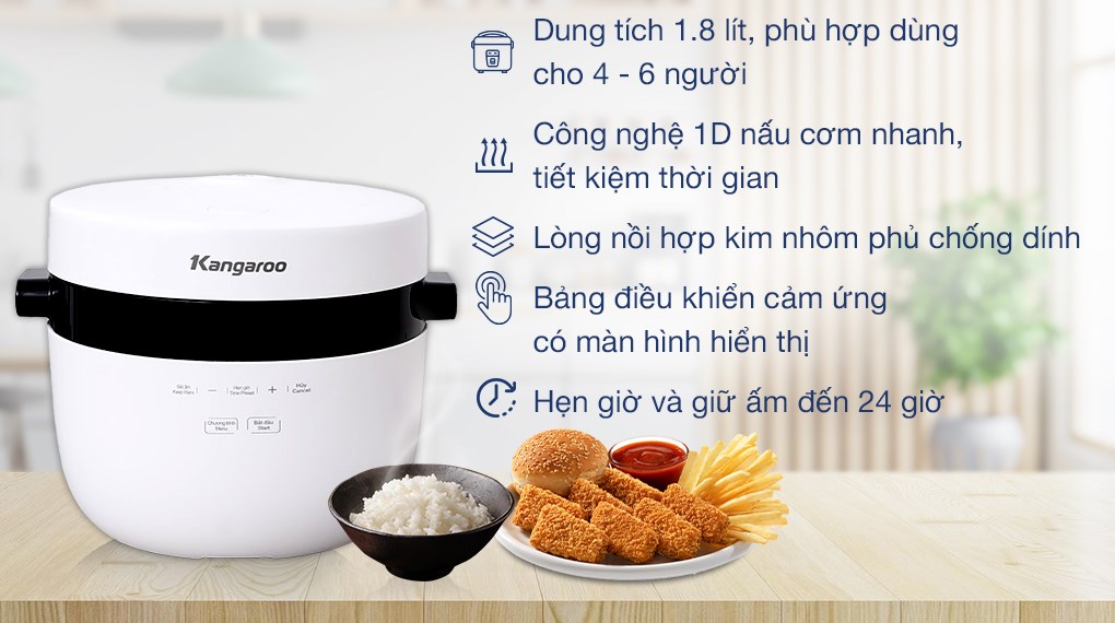 Nồi cơm điện tử Kangaroo 1.8 lít KG18DR9