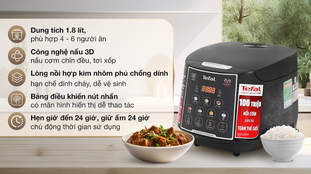 Nồi cơm điện tử Tefal 1.8 lít RK737868