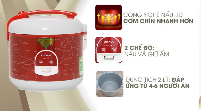 Nồi cơm nắp gài Cuckoo 2 lít CR-1122