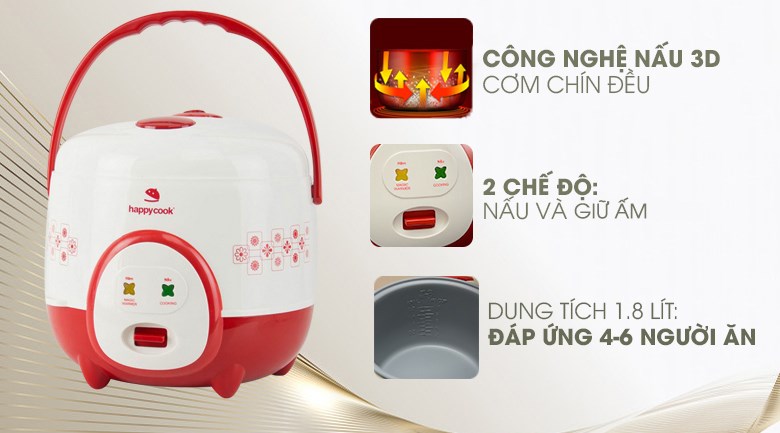 Nồi cơm nắp gài Happycook 1.8 lít HC-180A