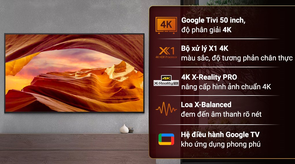 Google Tivi Sony 4K 50 inch KD-50X77L