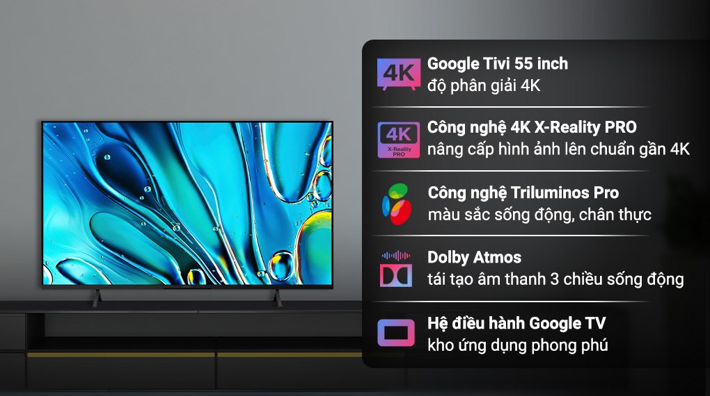 Google Tivi Sony 4K 55 inch K-55S30