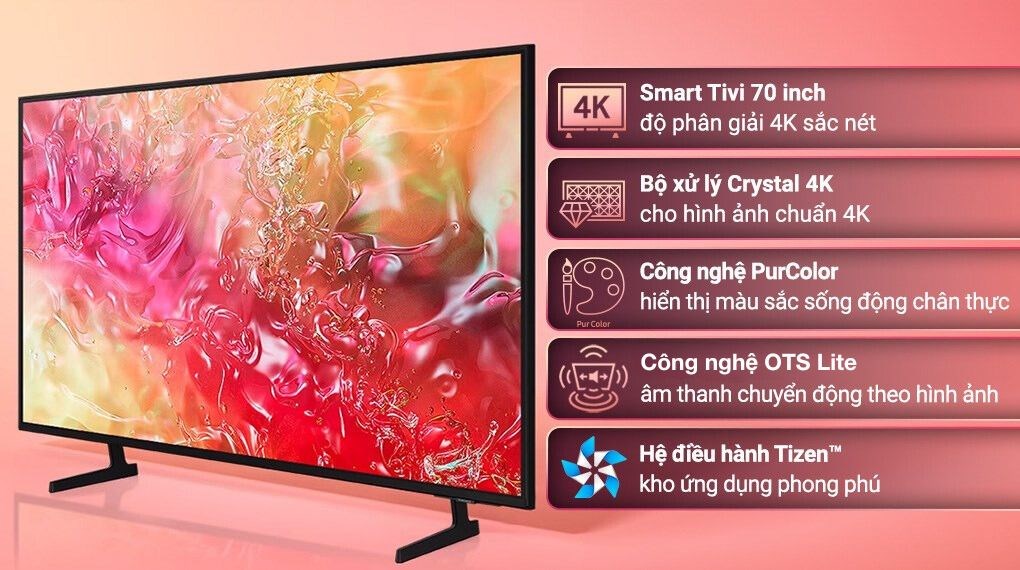 Smart Tivi Samsung 4K Crystal UHD 70 inch UA70DU7000