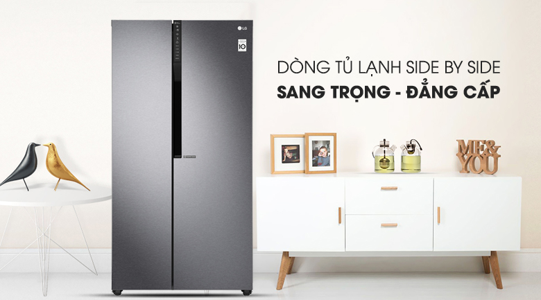 Tủ lạnh LG Inverter 601 lít GR-D247JDS thiết kế dạng tủ lạnh side by side 2 cửa mở rộng đẳng cấp, giúp tối ưu hóa không gian lưu trữ thực phẩm