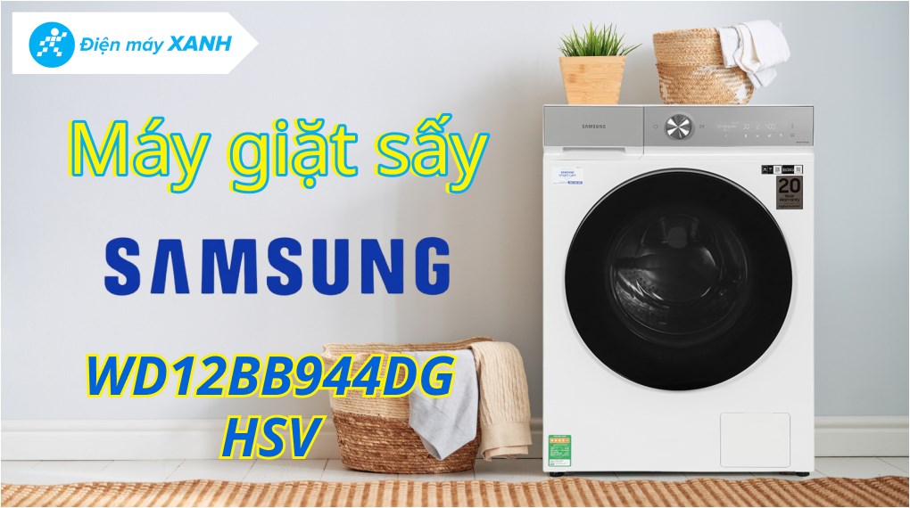 Máy giặt sấy Samsung Bespoke AI Inverter giặt 12 kg - sấy 8 kg WD12BB944DGHSV