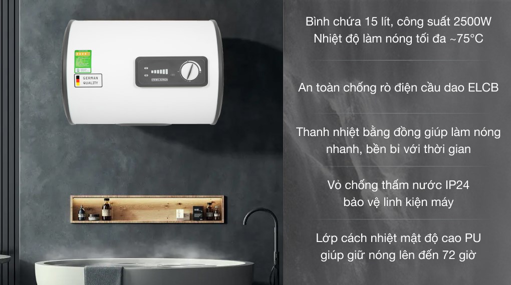 Máy nước nóng gián tiếp Stiebel Eltron 15 lít ESH 15 H Plus T-VN