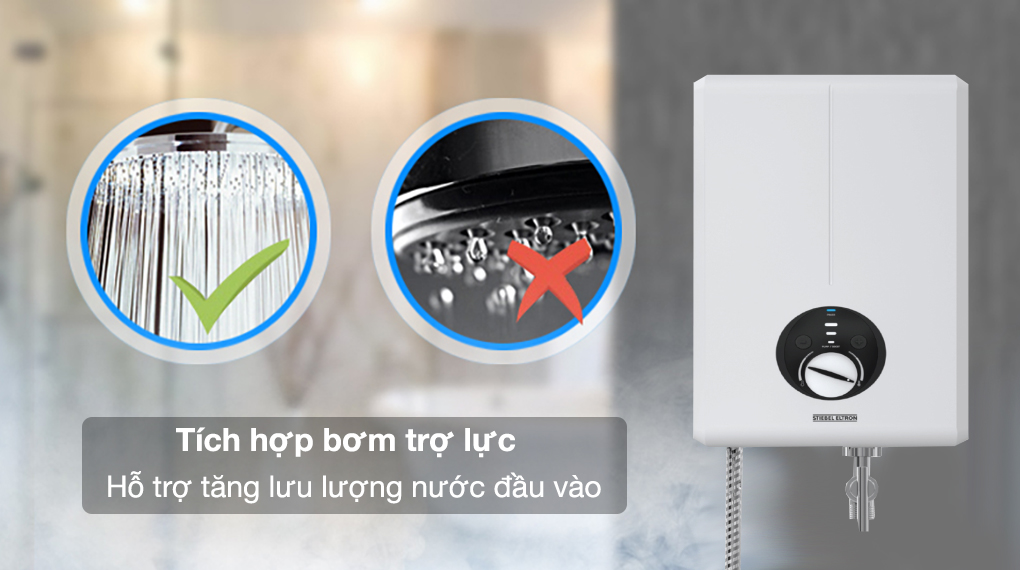 Bình nóng lạnh trực tiếp Stiebel Eltron 4500W XGP 45 EC - Tích hợp bơm trợ lực hỗ trợ lưu lượng nước đầu vào ổn định 