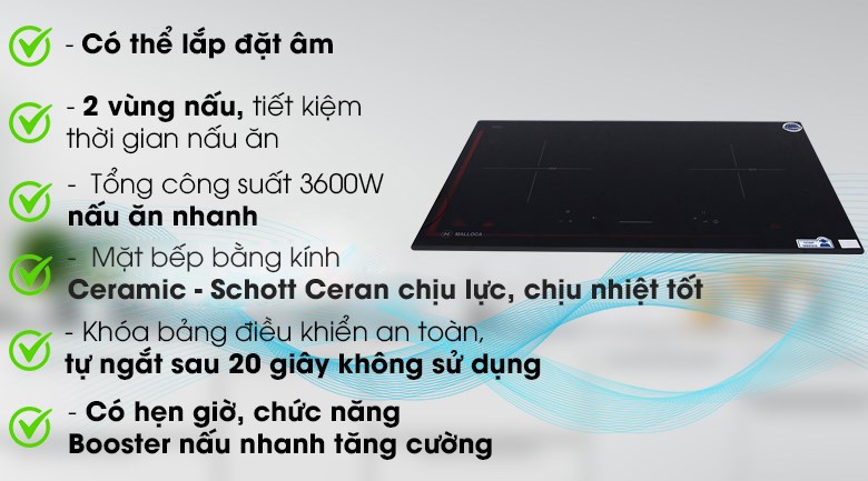 Bếp từ đôi lắp âm Malloca MI 732 SL