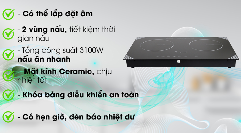 Bếp từ đôi lắp âm Kangaroo KG498N