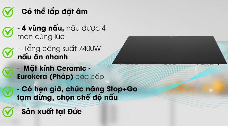 Bếp từ 4 vùng nấu lắp âm Electrolux EHXD875FAK