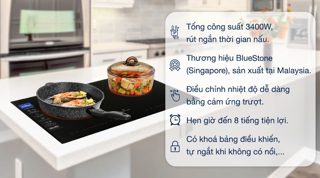 Bếp từ hồng ngoại BlueStone ICB-6911 có thiết kế 2 vùng nấu: 1 bếp từ và 1 bếp hồng ngoại tiện dụng