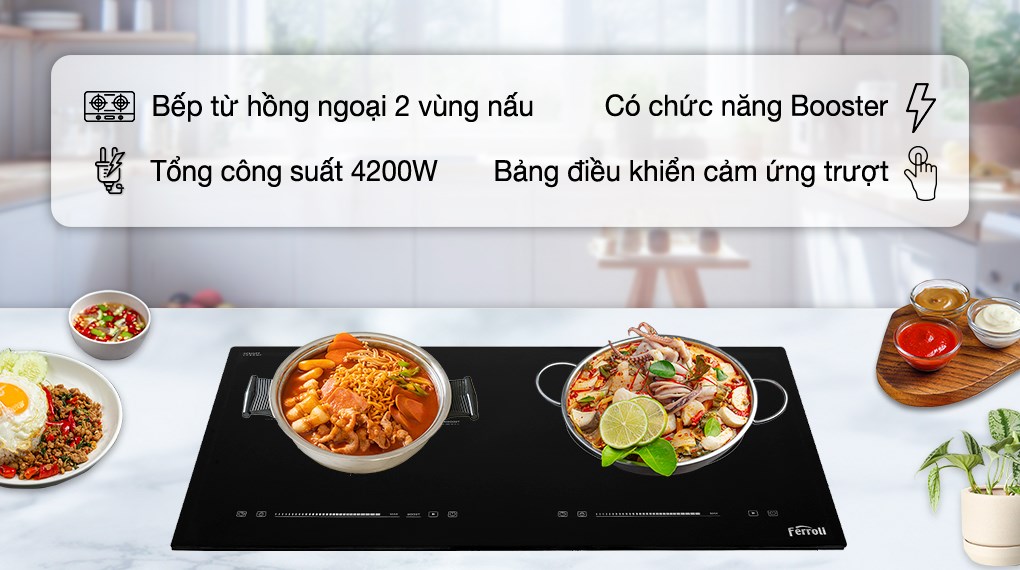 Bếp từ hồng ngoại lắp âm Ferroli IC4200DD