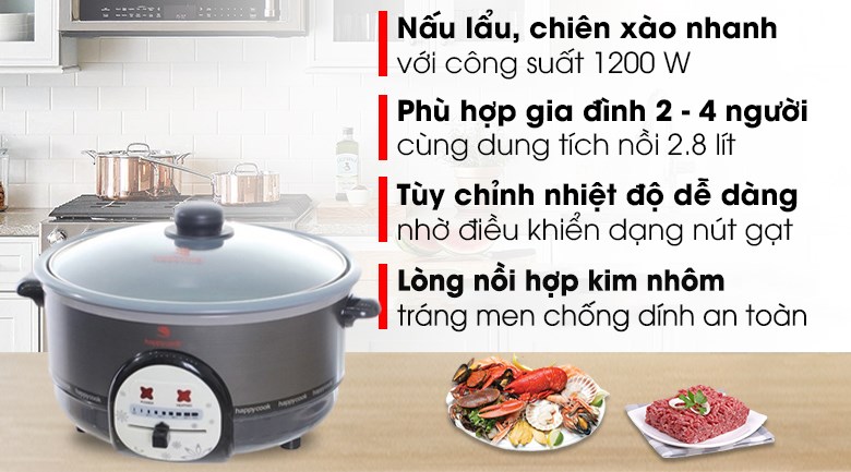 Nồi lẩu điện Happycook HCHP-300A 2.8 lít