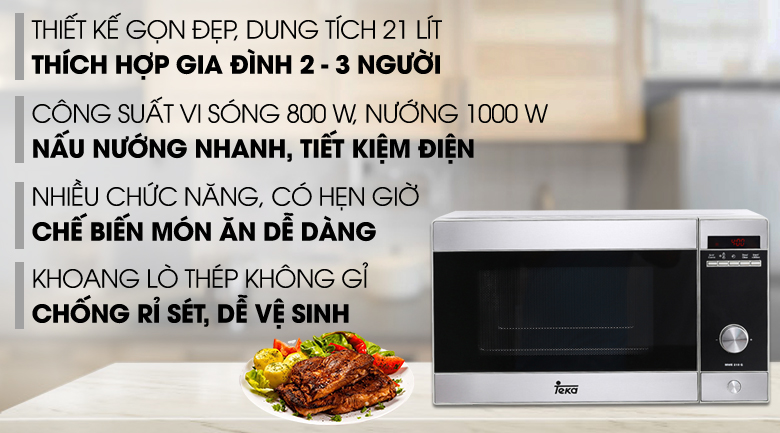 Lò vi sóng có nướng Teka MWE 210G 21 lít