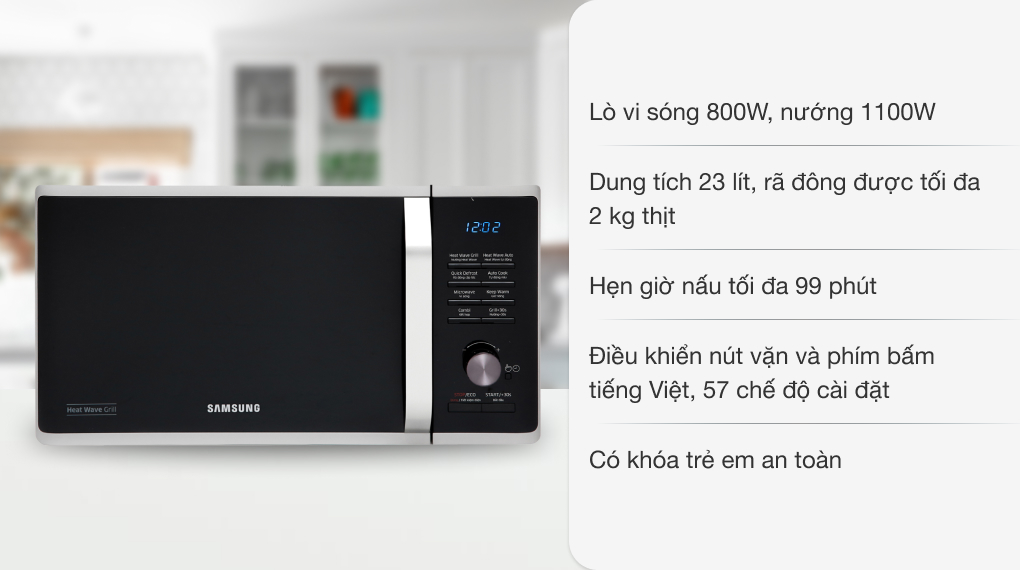 Lò vi sóng có nướng Samsung MG23K3575AS/SV-N 23 lít