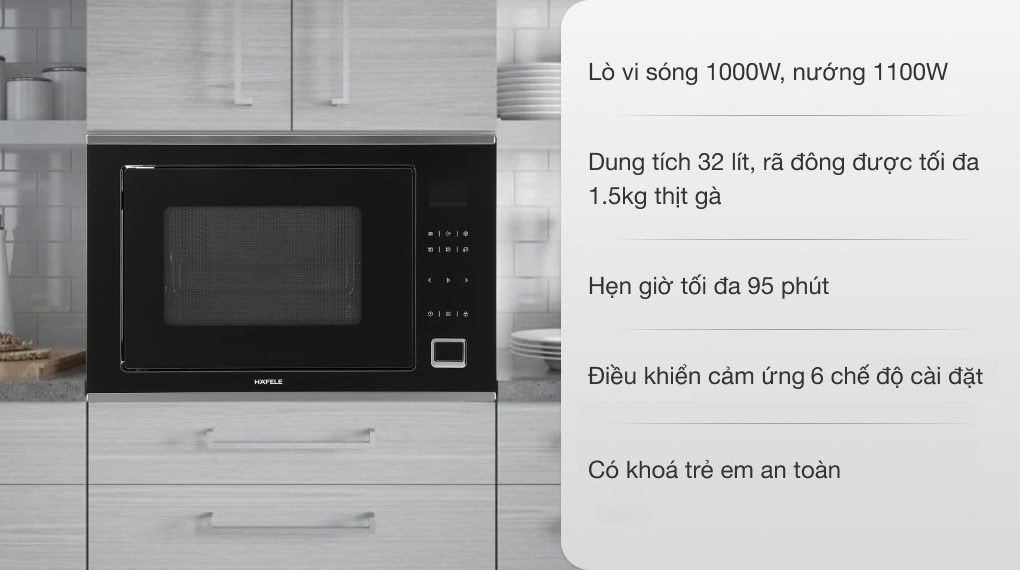 Lò vi sóng có nướng lắp âm Hafele HM-B38C (538.01.111) 32 lít