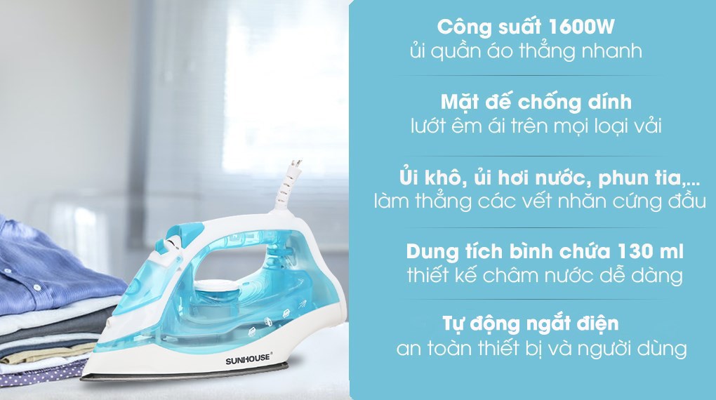 Bàn ủi hơi nước Sunhouse SHD2065 1600W