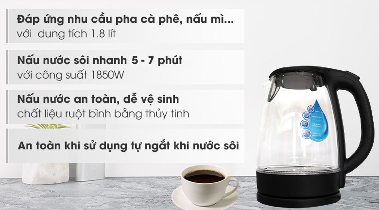 Bình đun siêu tốc Midea 1.8 lít MK-18GC