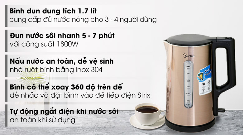 Bình đun siêu tốc Midea MK-317DW