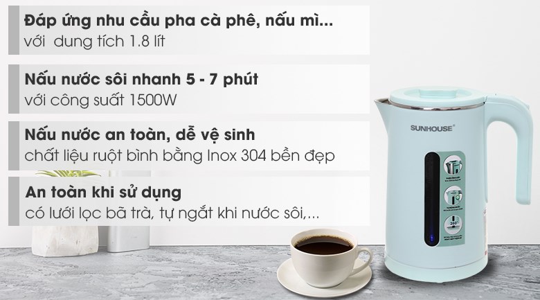 Bình đun siêu tốc Sunhouse 1.8 lít SHD1351