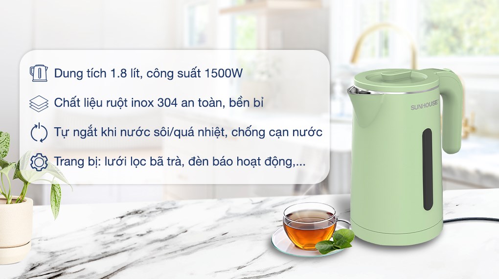 Bình đun siêu tốc Sunhouse 1.8 lít SHD1353