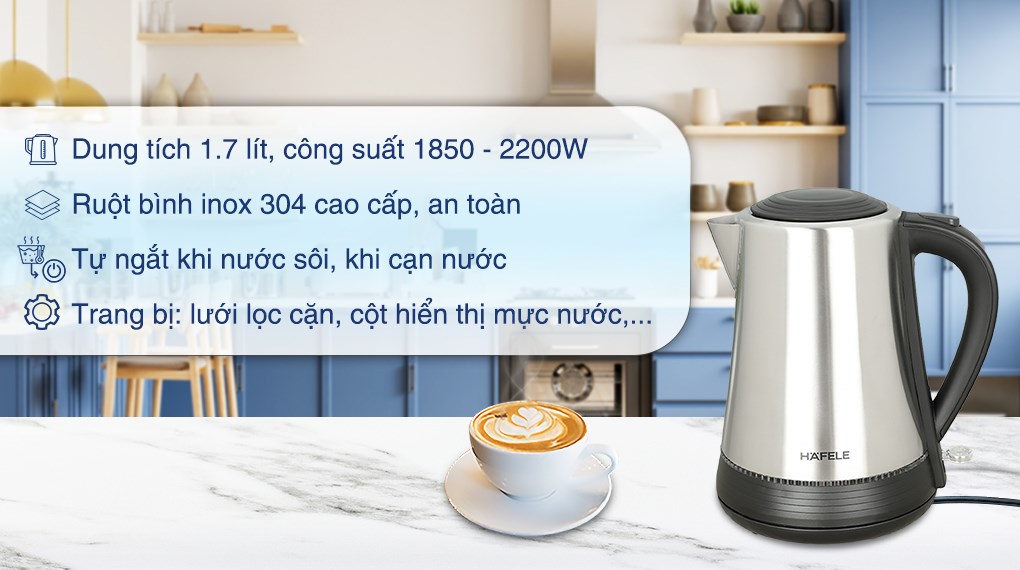 Bình đun siêu tốc Hafele 1.7 lít HS-K1703X (535.43.733)