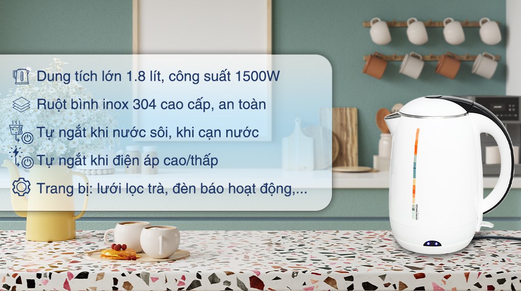 Bình đun siêu tốc Hawonkoo 1.8 lít KEH-180-W