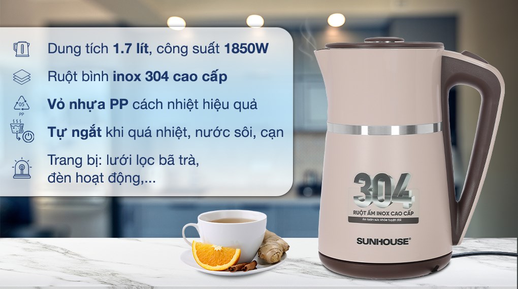 Bình đun siêu tốc Sunhouse 1.7 lít SHD1360