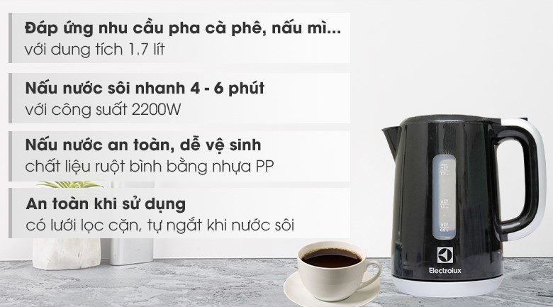 Bình đun siêu tốc Electrolux 1.7 lít EEK3505